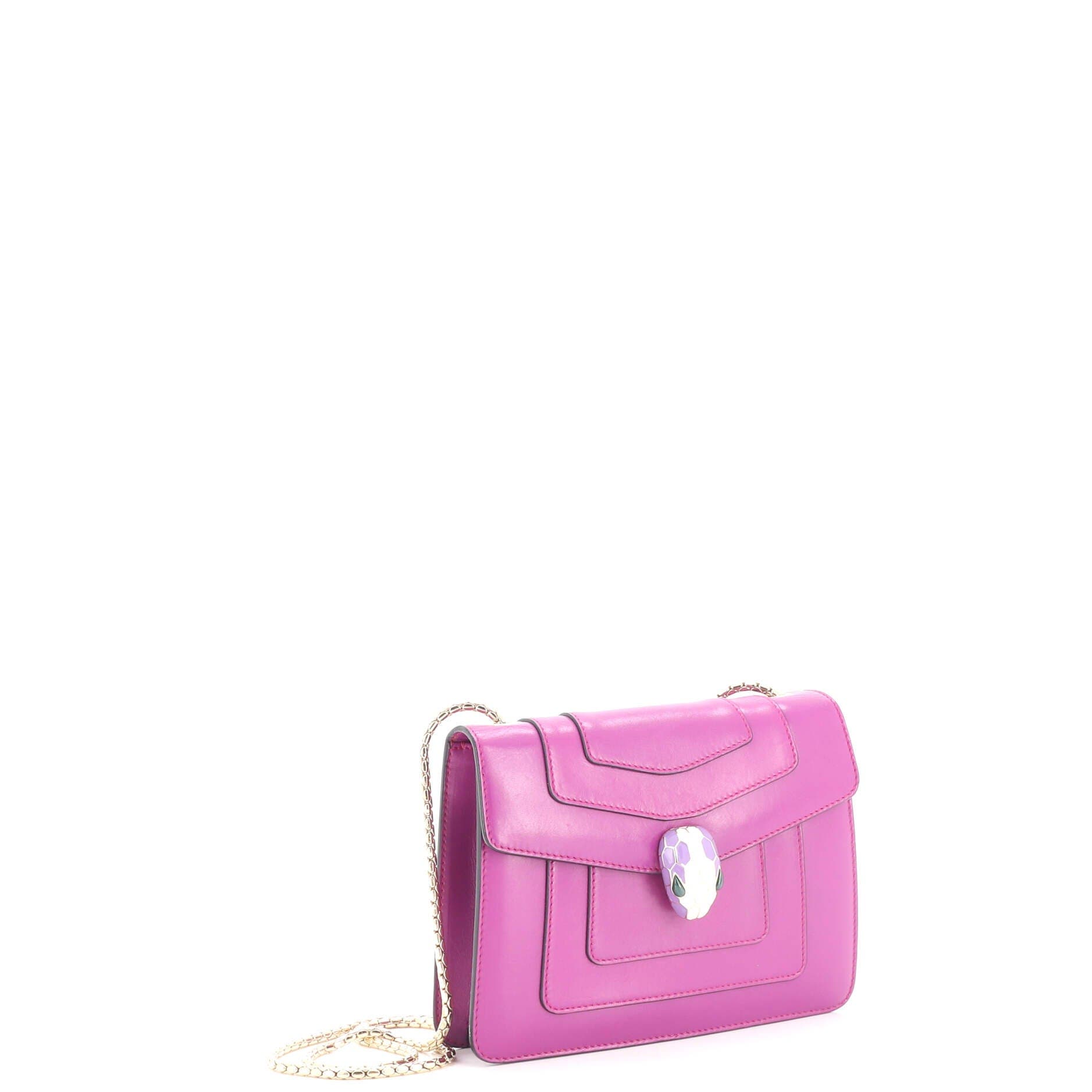 Serpenti Forever Square Shoulder Bag Leather Small, Alternate, color, Purple