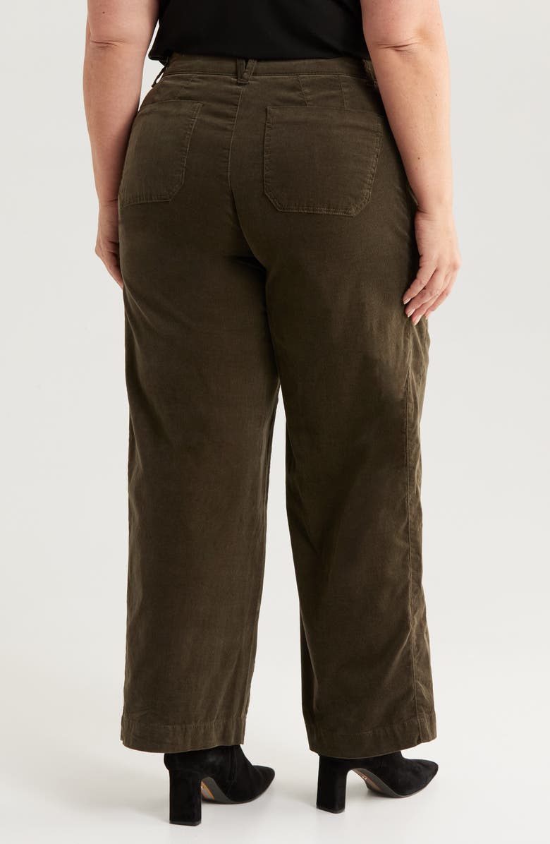 Wit & Wisdom Emma 'Ab'Solution Patch Pocket High Waist Wide Leg Corduroy Pants, Alternate, color, Duffle Green