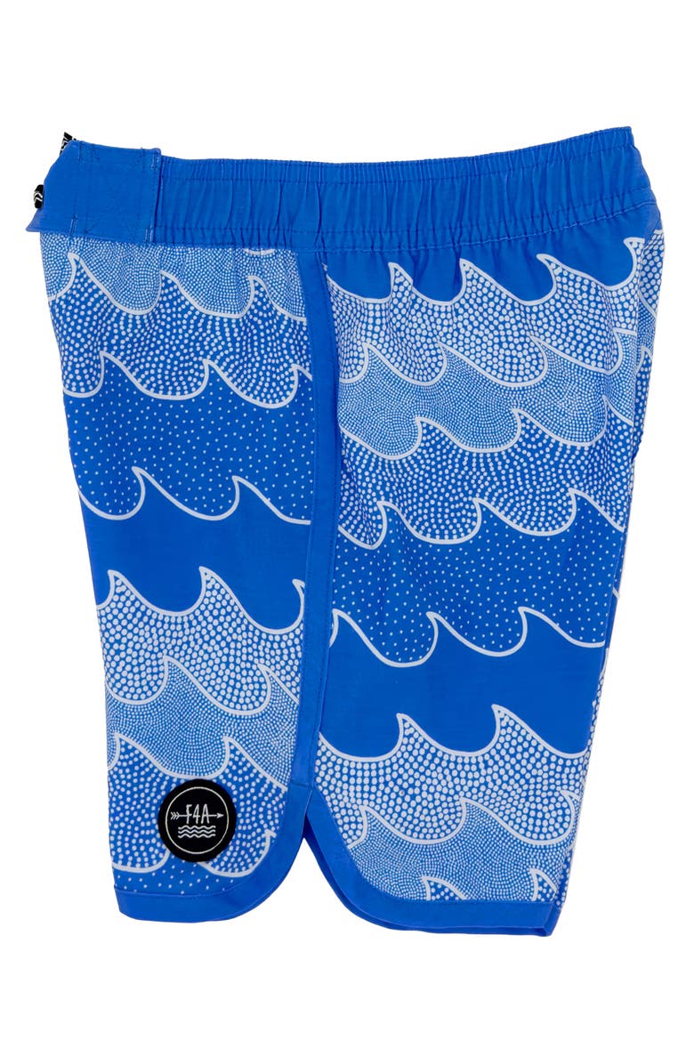 Feather 4 Arrow Kids' Cosmic Waves Board Shorts, Alternate, color, Marina Blue