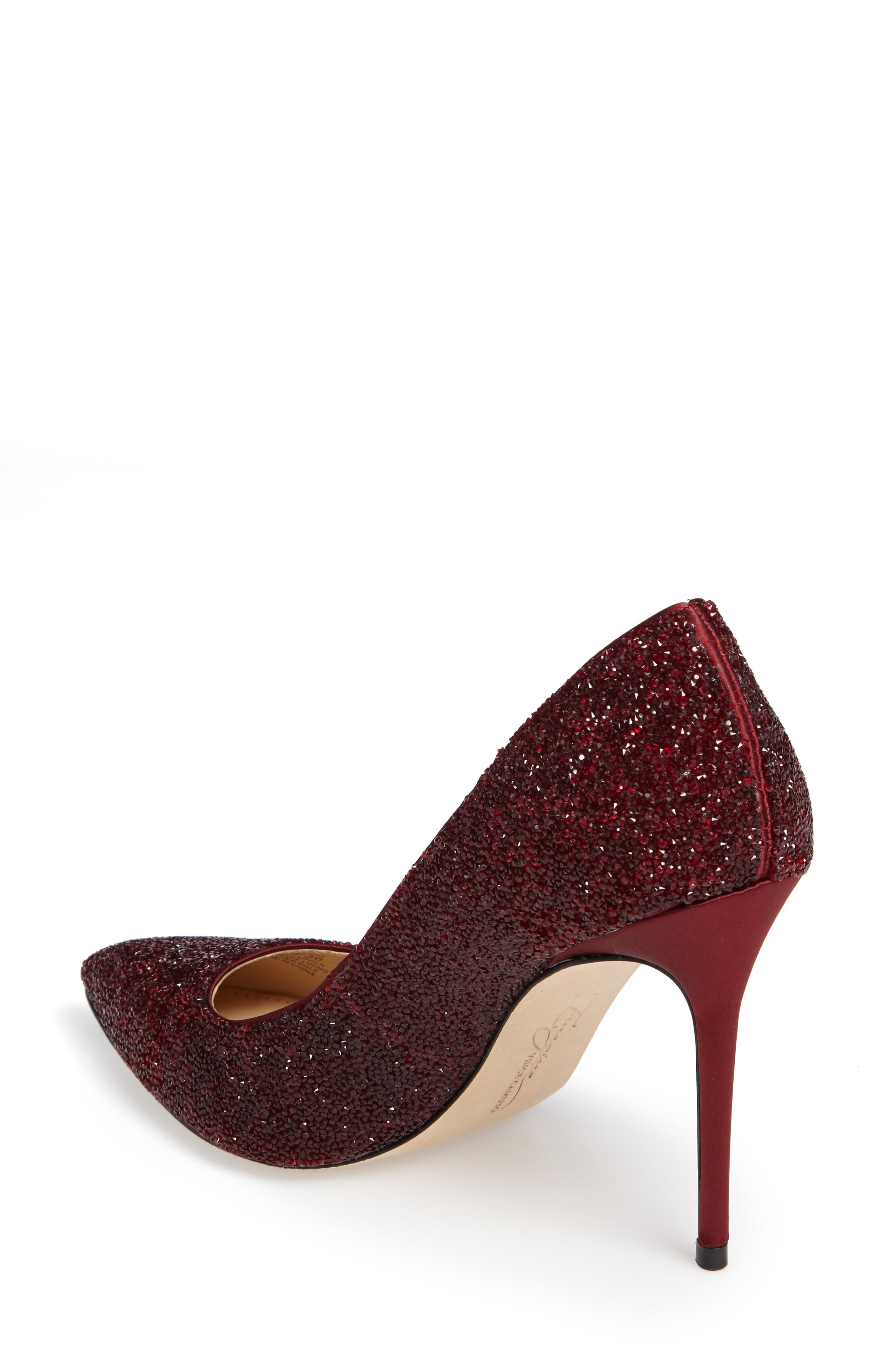 'Olson' Crystal Embellished Pump, Alternate, color, CURRANT SATIN