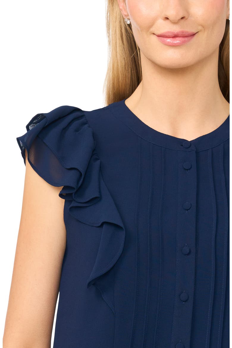 Ruffle Sleeve Pintuck Top, Alternate, color, CLASSIC NAVY