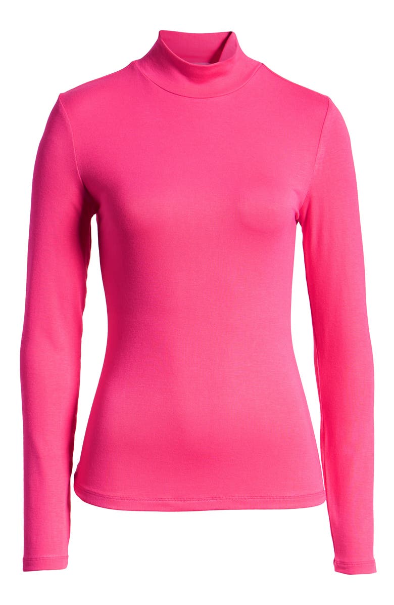 Endless Rose Ribbed Mock Neck Top, Alternate, color, Pink