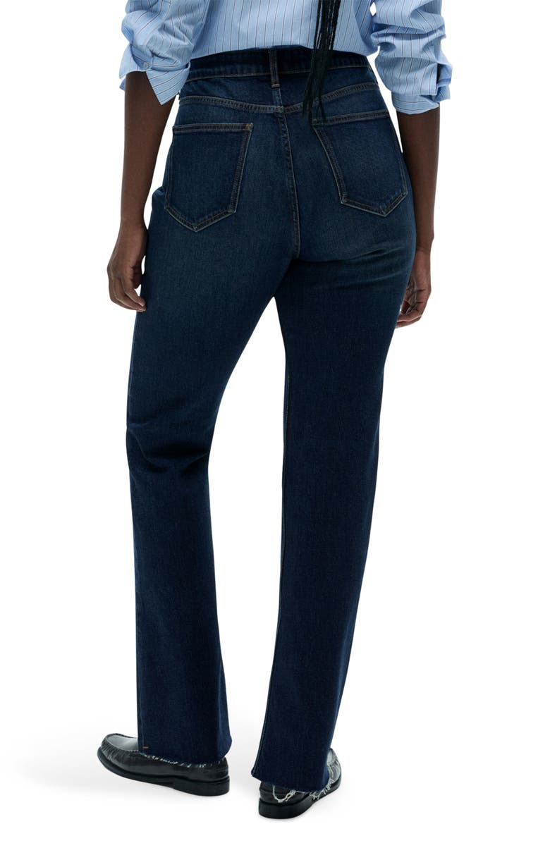 MANGO High Waist Raw Hem Balloon Leg Jeans, Alternate, color, Dark Blue