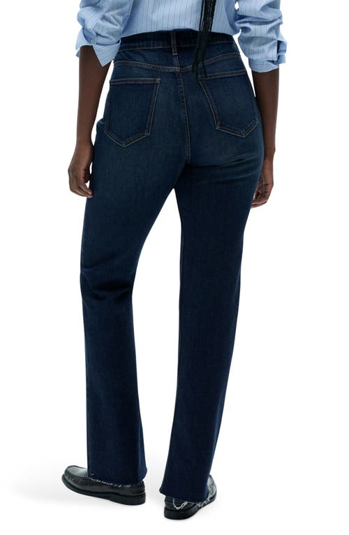 Mango High Waist Raw Hem Balloon Leg Jeans In Dark Blue