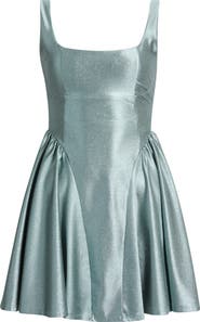 Emerald Sundae Glitter Sleeveless Satin Fit & Flare Dress