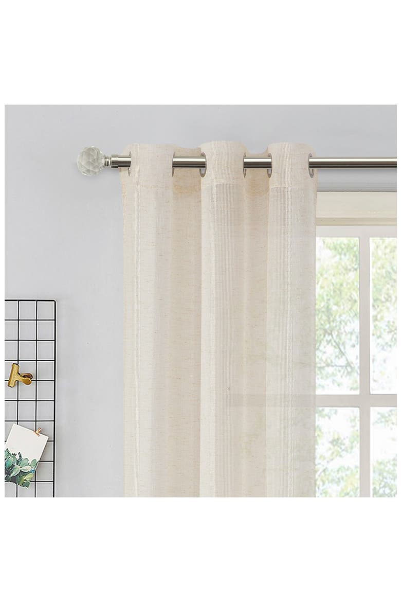 Set of 2 Sheer Curtain Panels, Alternate, color, LINEN