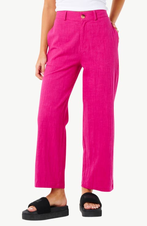 Vacation Crop Wide Leg Cotton Slub Pants