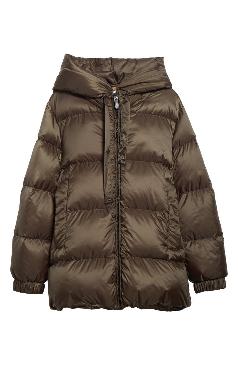 Max Mara The Cube Seia Hooded Down Jacket, Alternate, color, Kaki