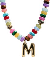 BaubleBar Semi Precious Bubble Initial Pendant Necklace