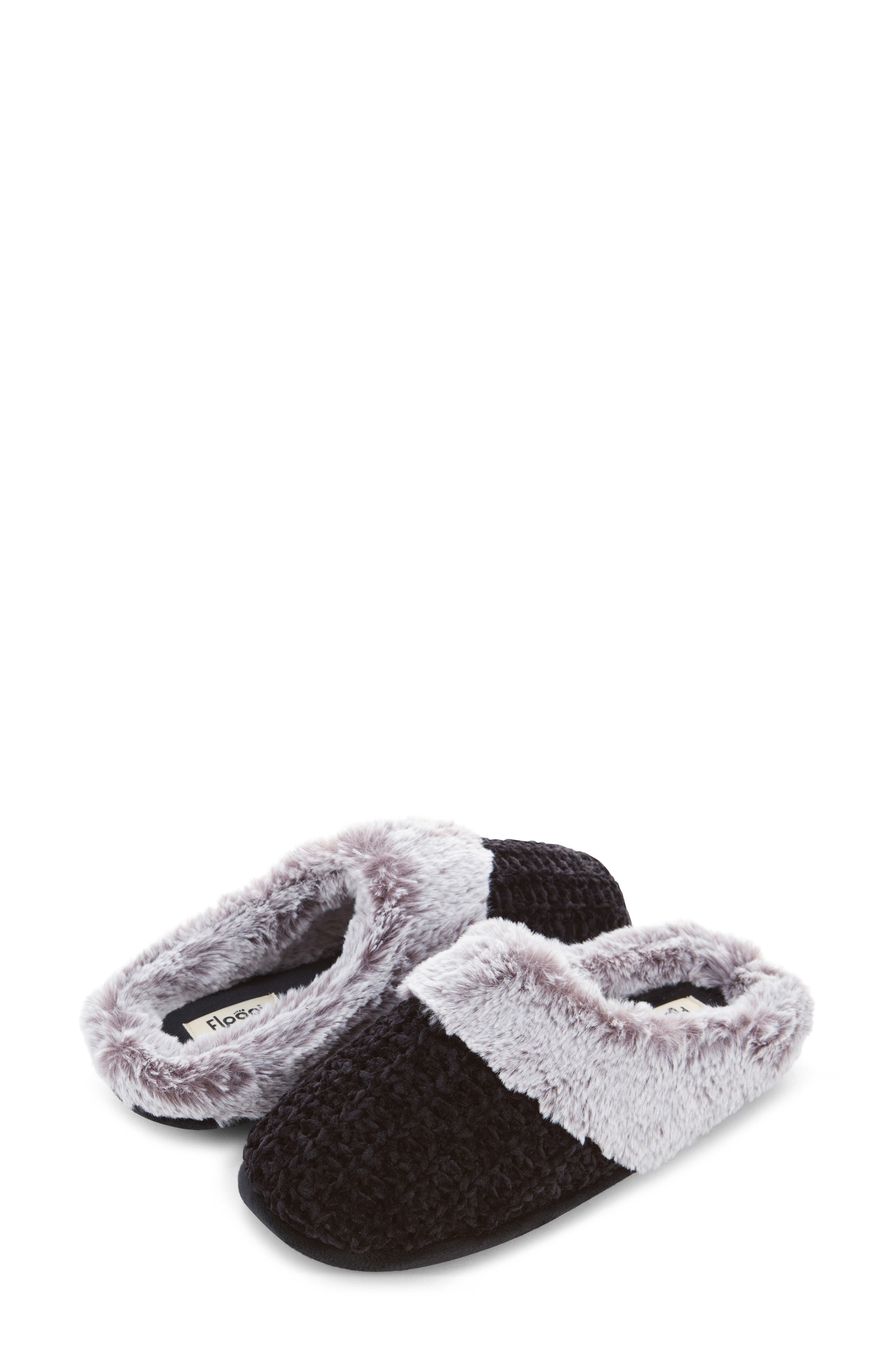 FLOOPI Faux Shearling Lined Slipper, Alternate, color, Black