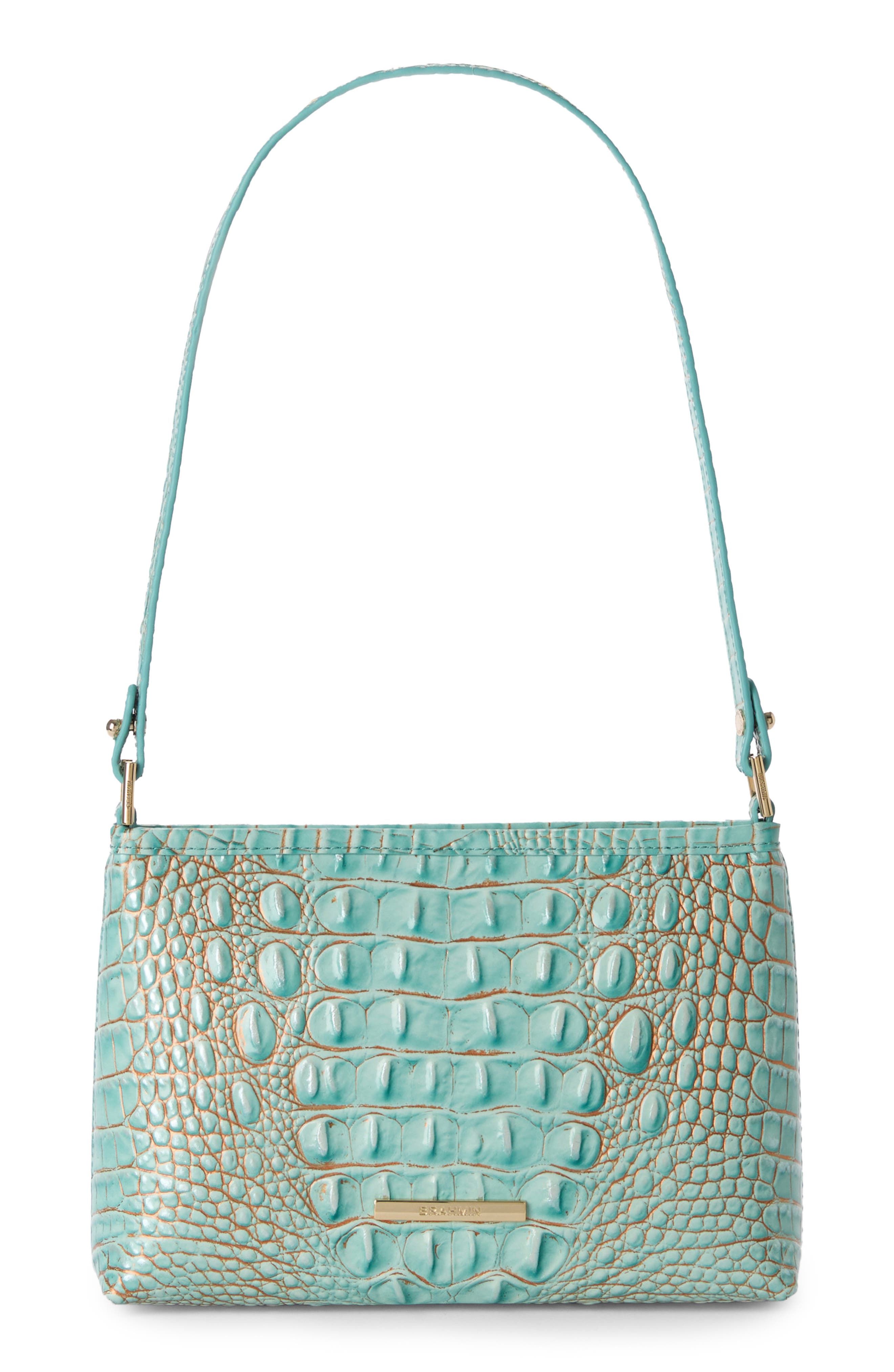 Brahmin Lorelei Croc Embossed Leather Shoulder Bag, Main, color, 