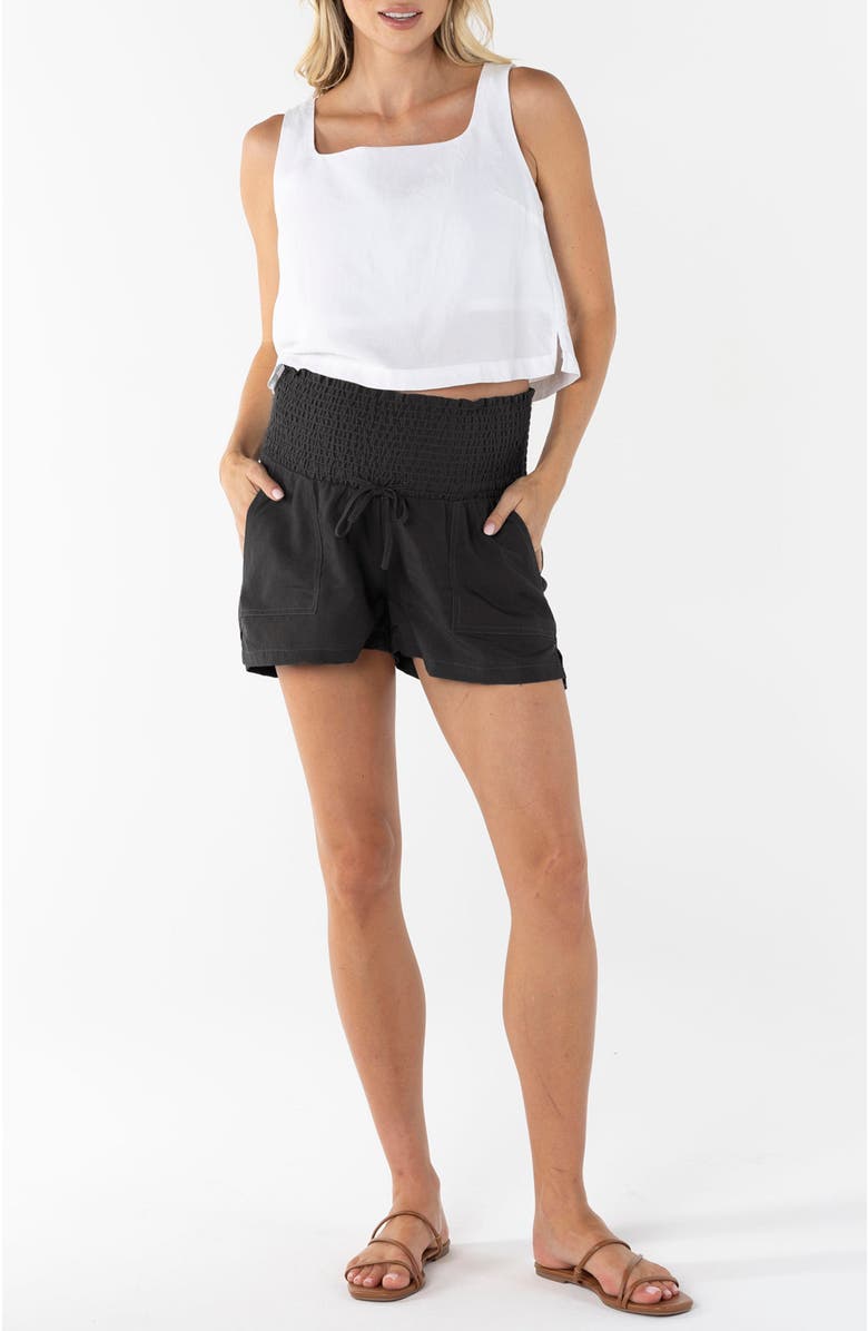 Angel Maternity Maternity Summer Drawstring Shorts, Alternate, color, Black