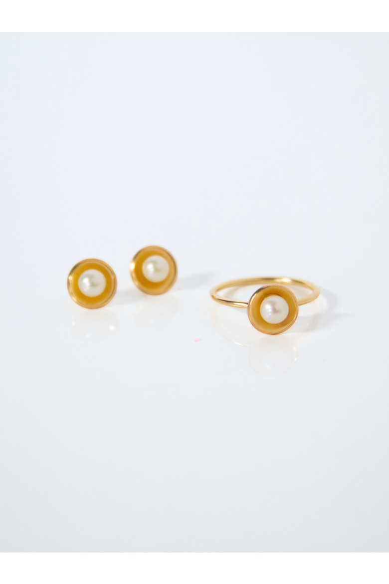 Emma Pearl Dish Studs, Alternate, color, Gold-filled
