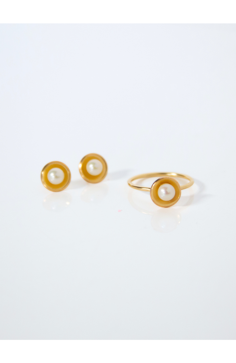 ABLE Emma Pearl Dish Studs, Alternate, color, Gold-Filled