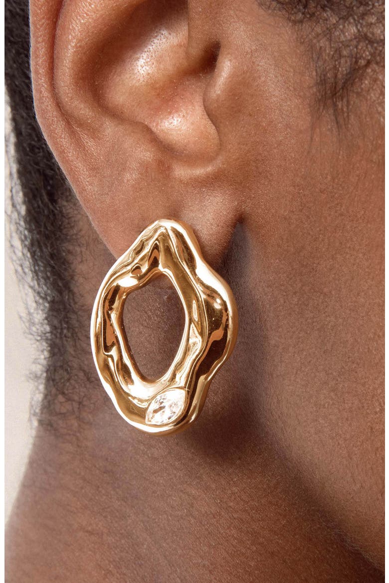 Liquid Metal Drop Earrings, Alternate, color, GOLD