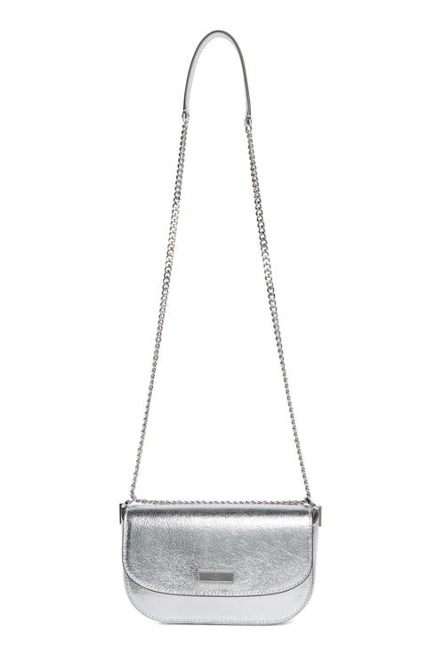 krista metallic chain flap crossbody bag