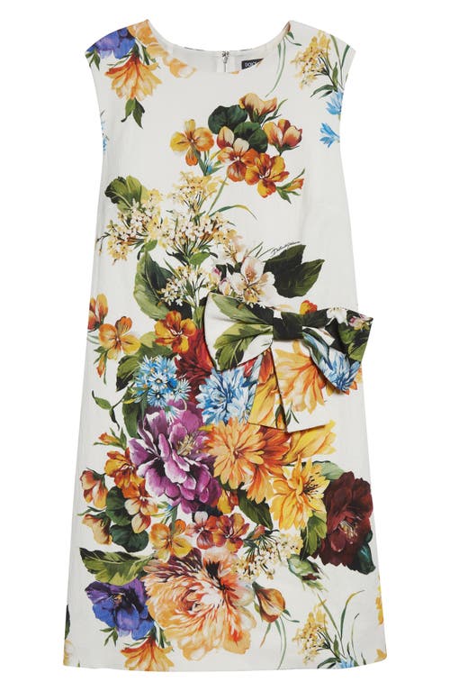 Dolce & Gabbana Dolce&gabbana Flower Bouquet Print Bow Front Minidress In Multi