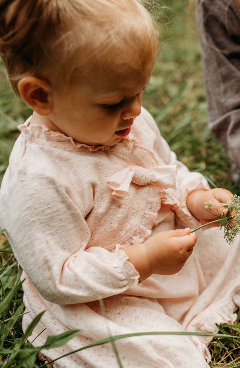 L'ovedbaby Pointelle Ruffle Organic Cotton Cardigan, Alternate, color, 