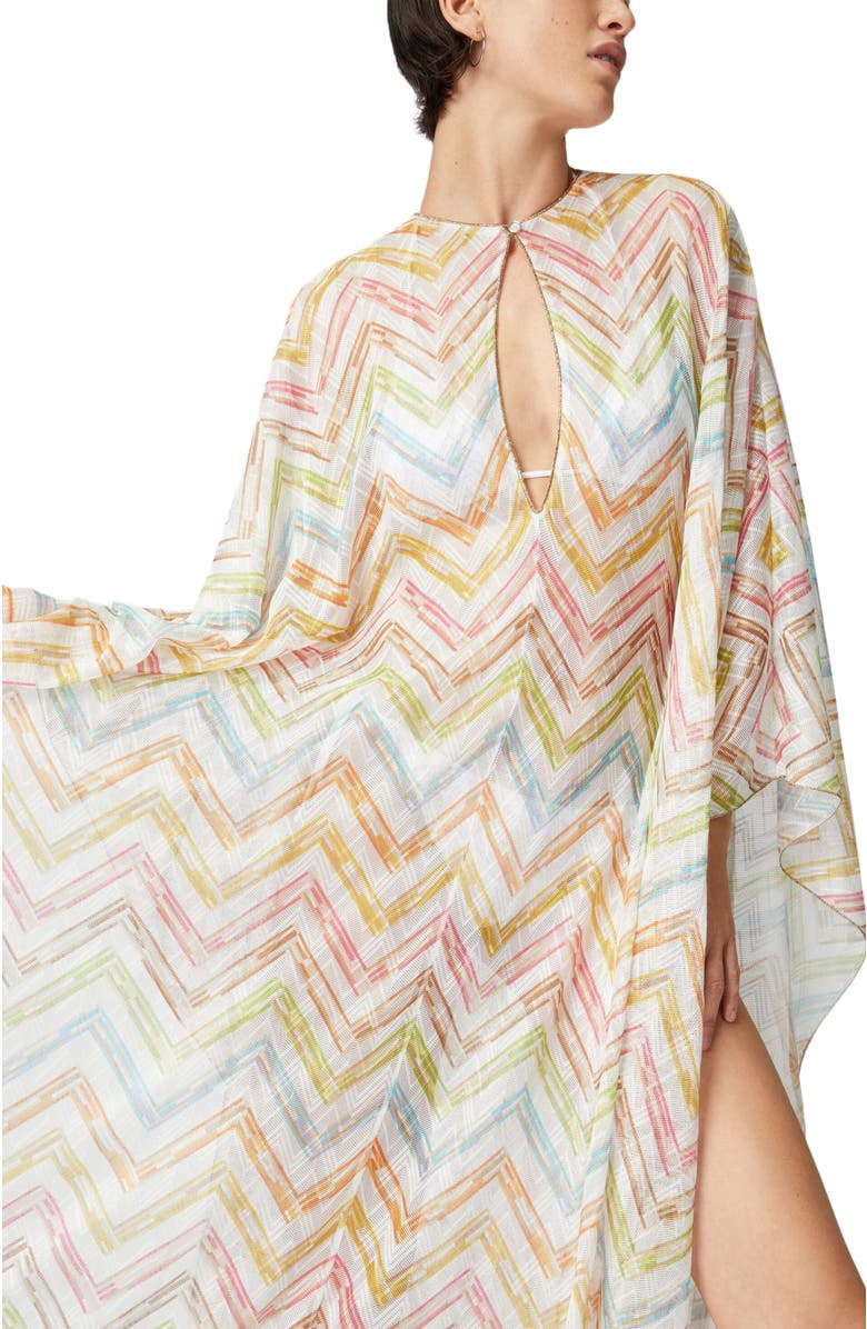 Missoni Long Covered Up In Printed Tulle With Batwing Sleeves, Alternate, color, Multicoloured