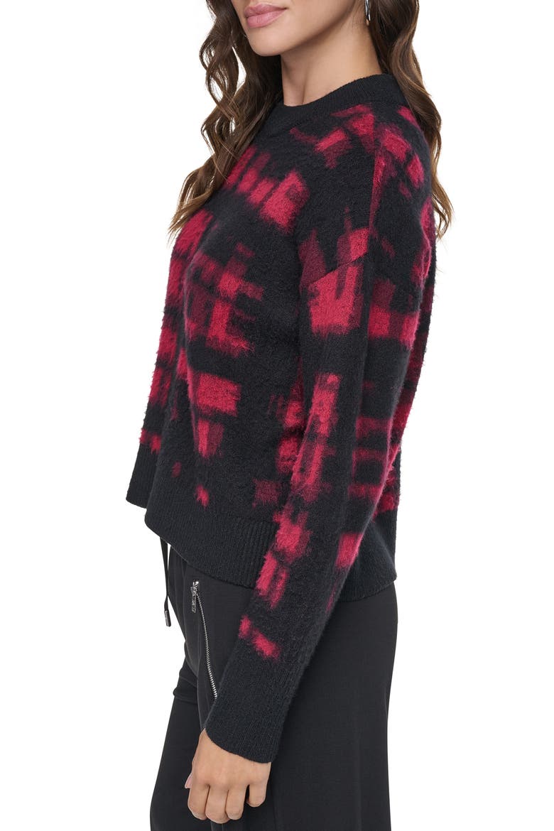 Plaid Crewneck Sweater, Alternate, color, CRNBRY/ BLK