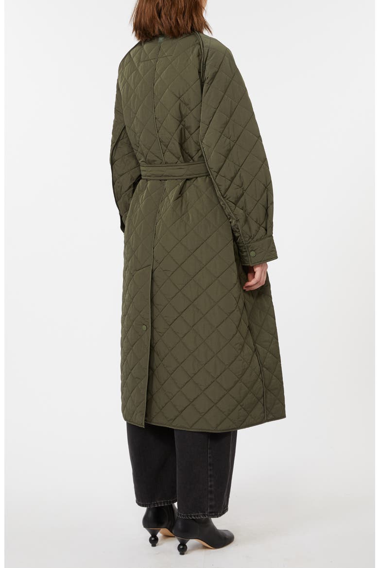 Coccole Belted Quilted Coat, Alternate, color, KHAKI
