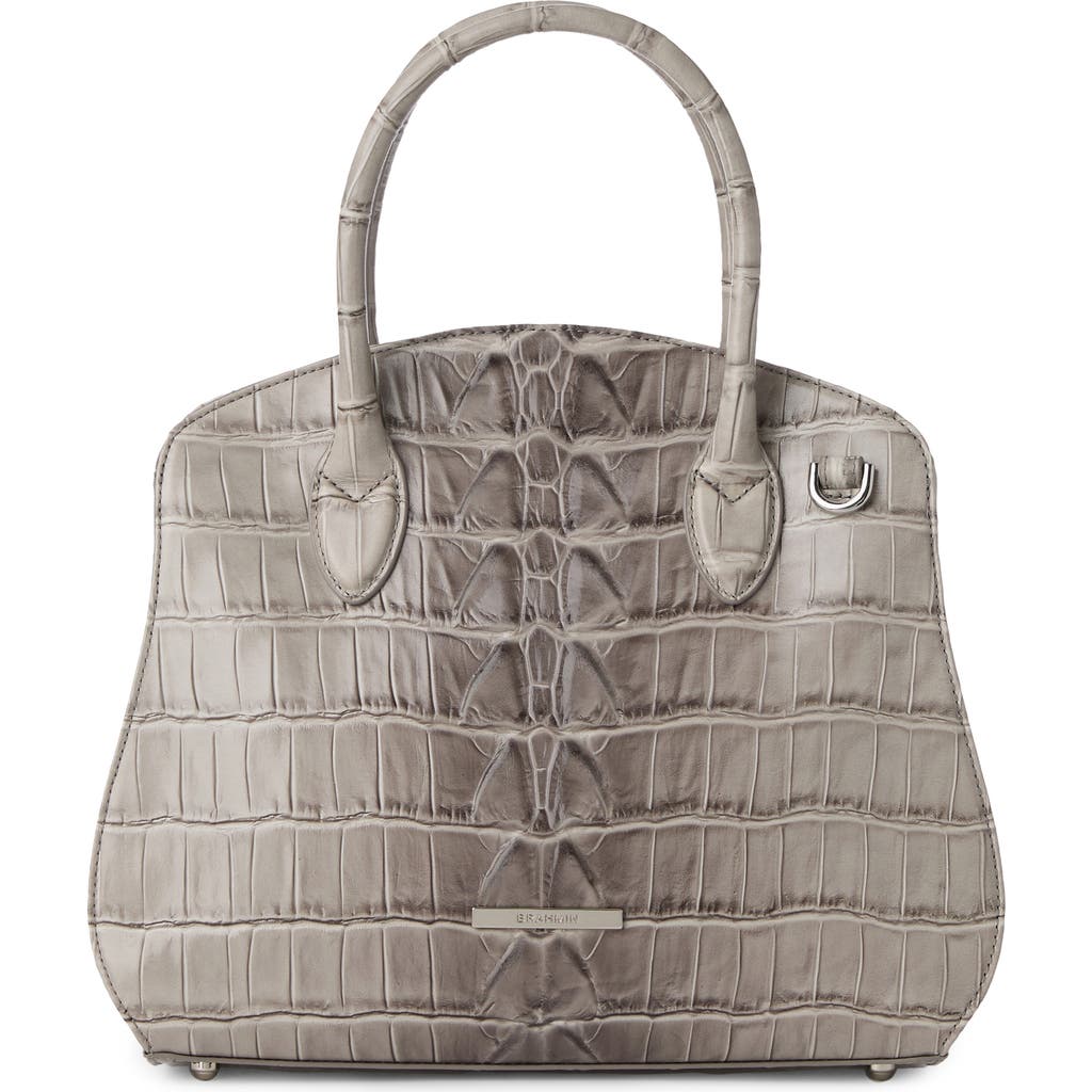 Brahmin Rosetta Croc Embossed Leather Satchel In Gray