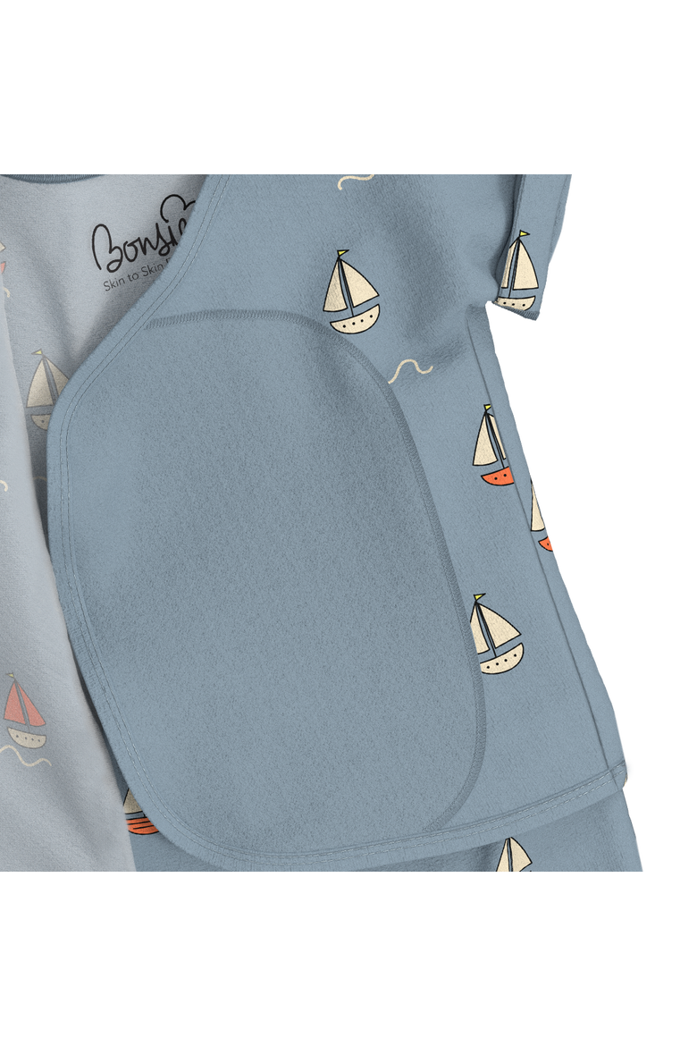Footless Short Sleeve - Ahoy Baby, Alternate, color, Blue