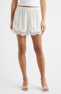 Open Edit Lace Trim Satin Shorts