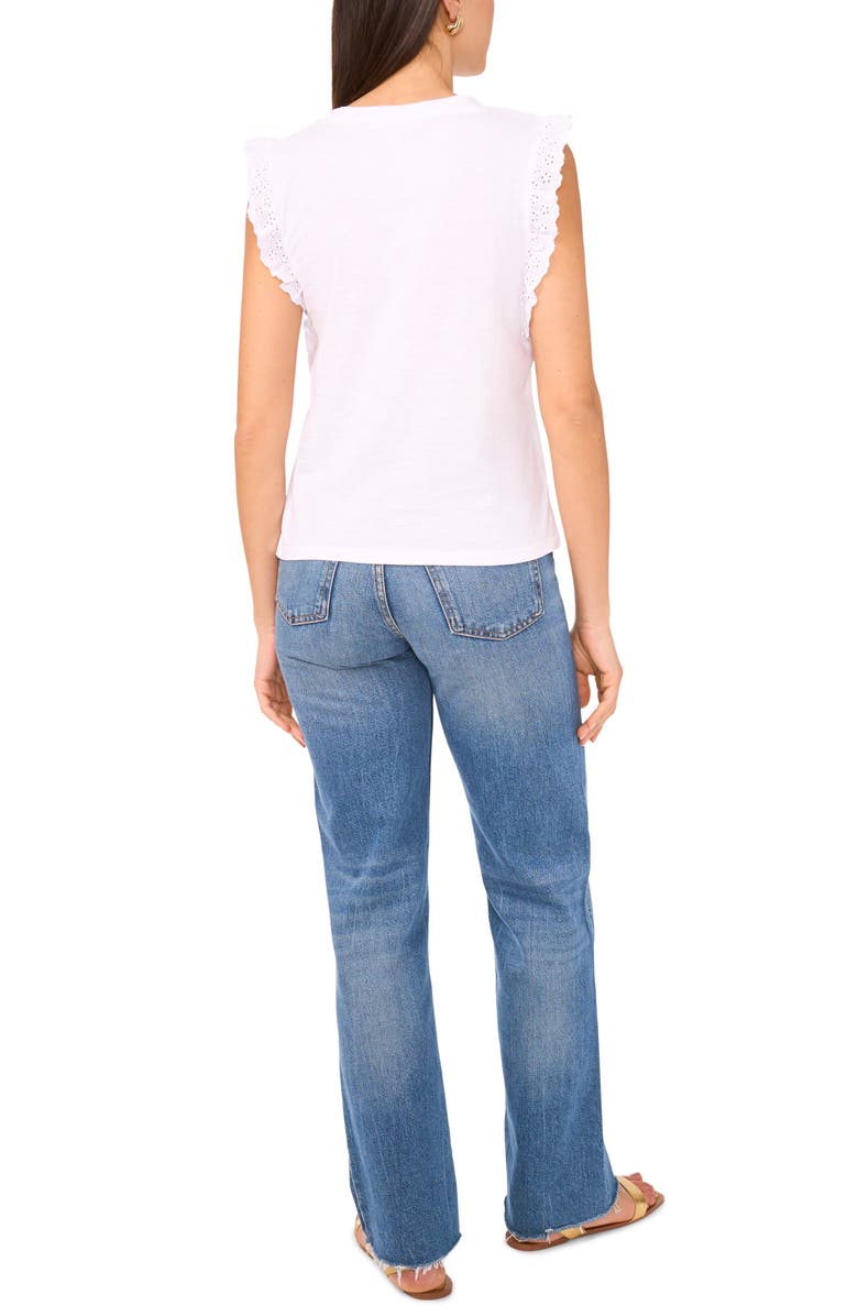 Two by Vince Camuto Ruffle Eyelet Tank Top, Alternate, color, Ultra White