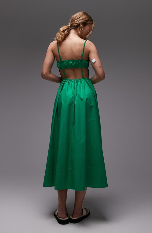 Topshop Shirred Cutout Cotton Poplin Midi Sundress