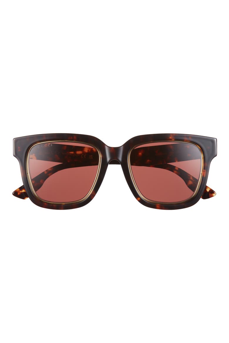 52mm Square Sunglasses, Main, color, HAVANA HAVANA BROWN