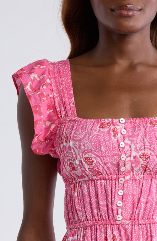 Alicia Bell Fleur Flutter Sleeve Cotton & Silk Cover-up Midi Dress In Pink