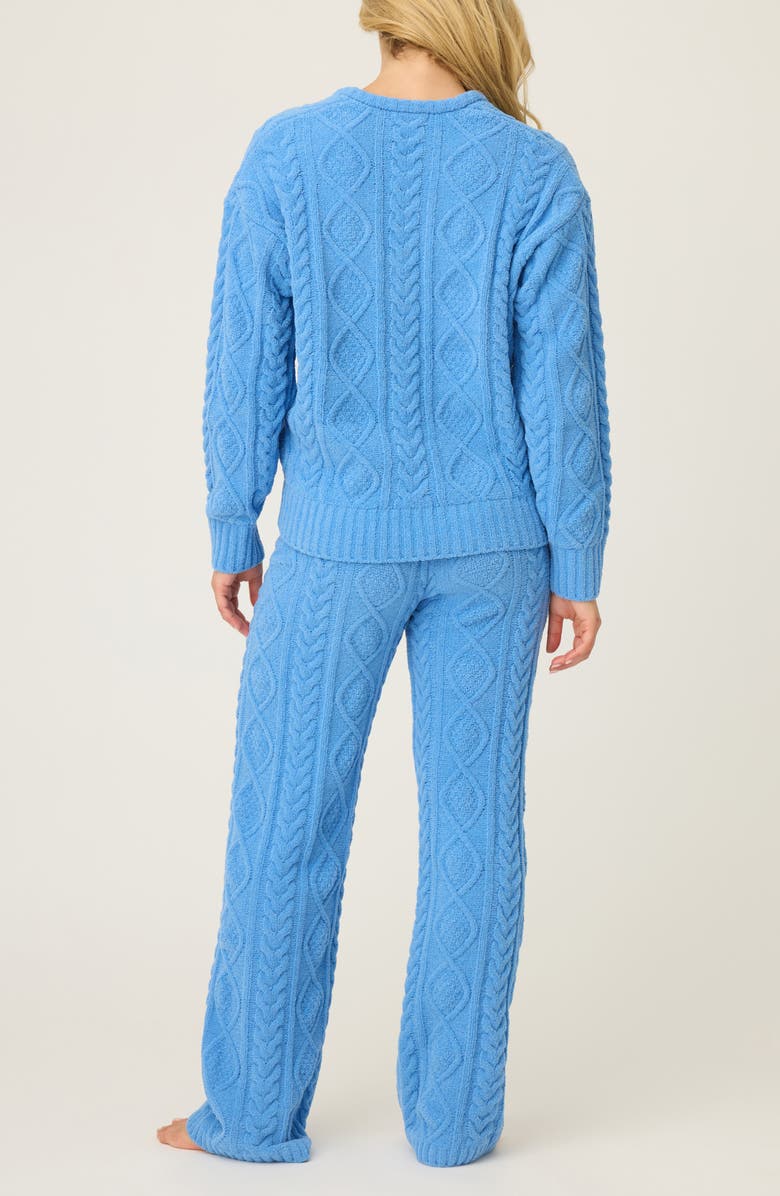 PJ Salvage Cozy Cable Knit Chenille Pajamas, Alternate, color, Sea