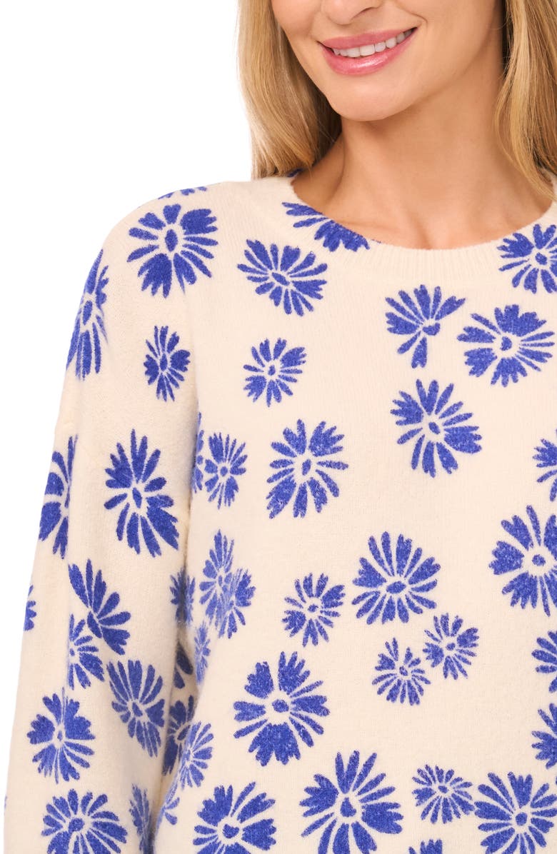 CeCe Floral Sweater, Alternate, color, Birch