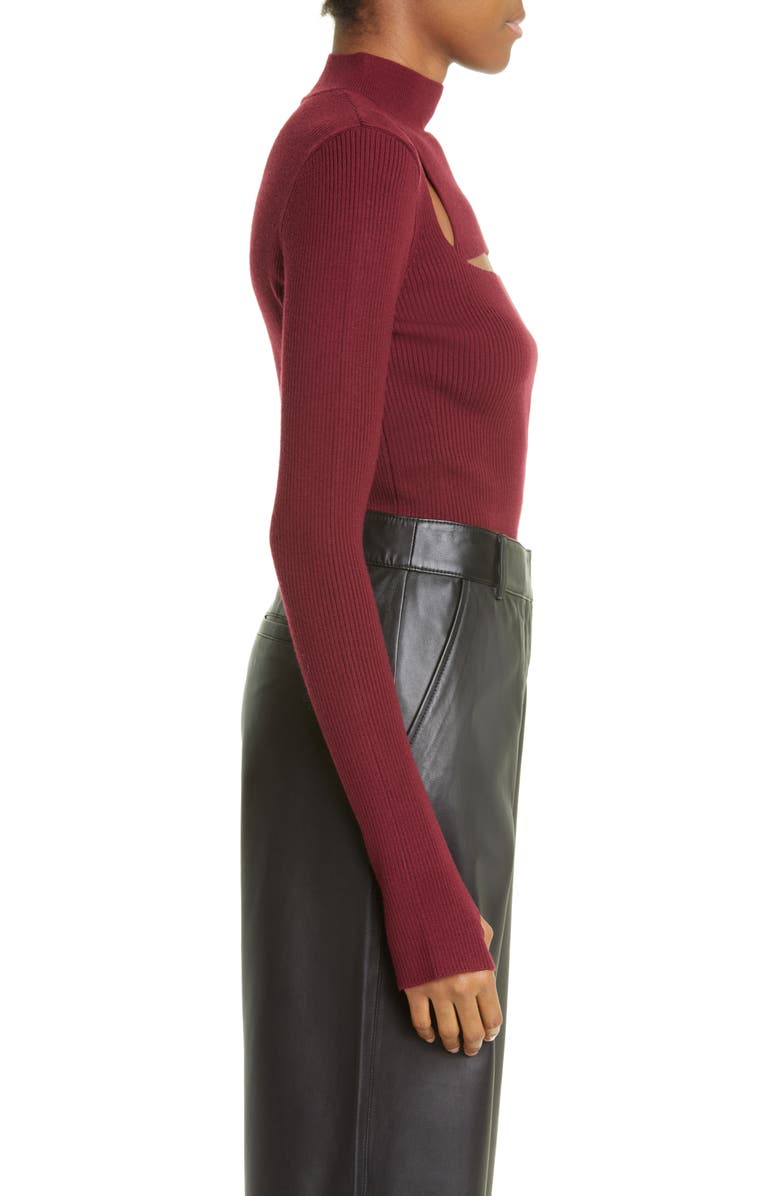 MONSE Cutout Ribbed Merino Wool Blend Sweater, Alternate, color, 