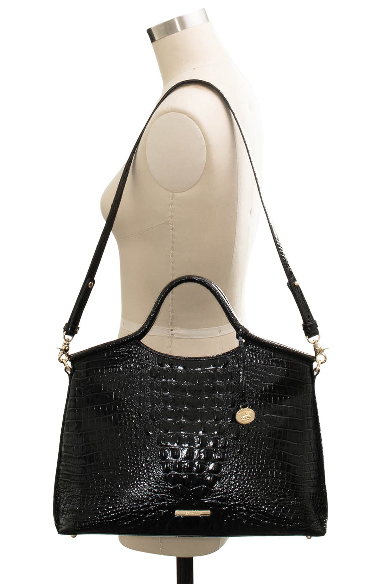 Brahmin Elaine Croc Embossed Leather Satchel, Alternate, color, 