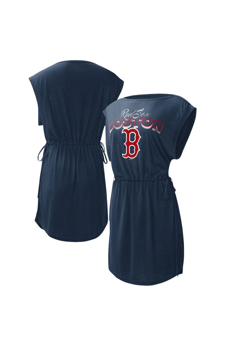 G-III 4HER BY CARL BANKS Women's G-III 4Her by Carl Banks Navy Boston Red Sox G.O.A.T Swimsuit Cover-Up Dress, Main, color, 