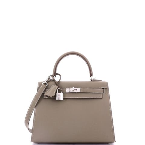 Kelly Handbag Grey Epsom with Palladium Hardware 25