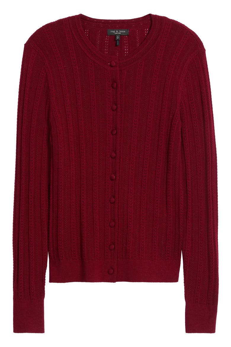 Rhodes Wool Crewneck Cardigan, Alternate, color, POMEGRANITE