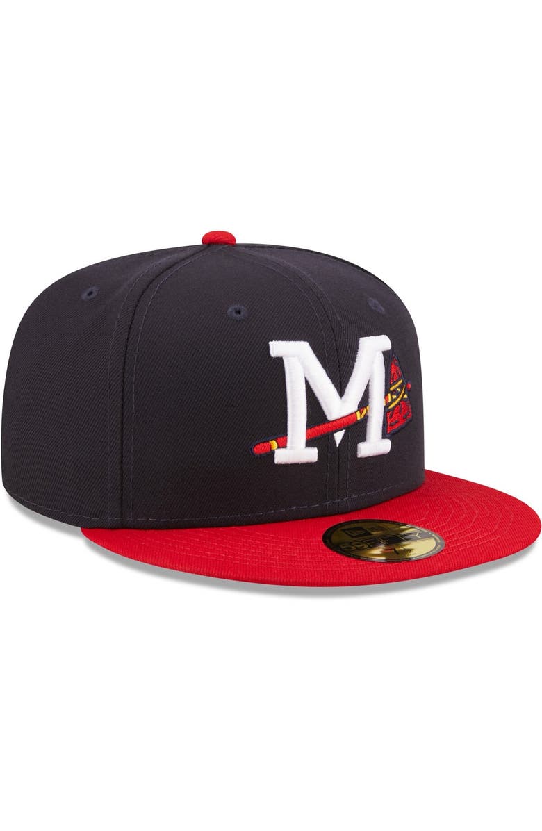 New Era Men's New Era Navy Mississippi Braves Authentic Collection 59FIFTY Fitted Hat, Alternate, color,