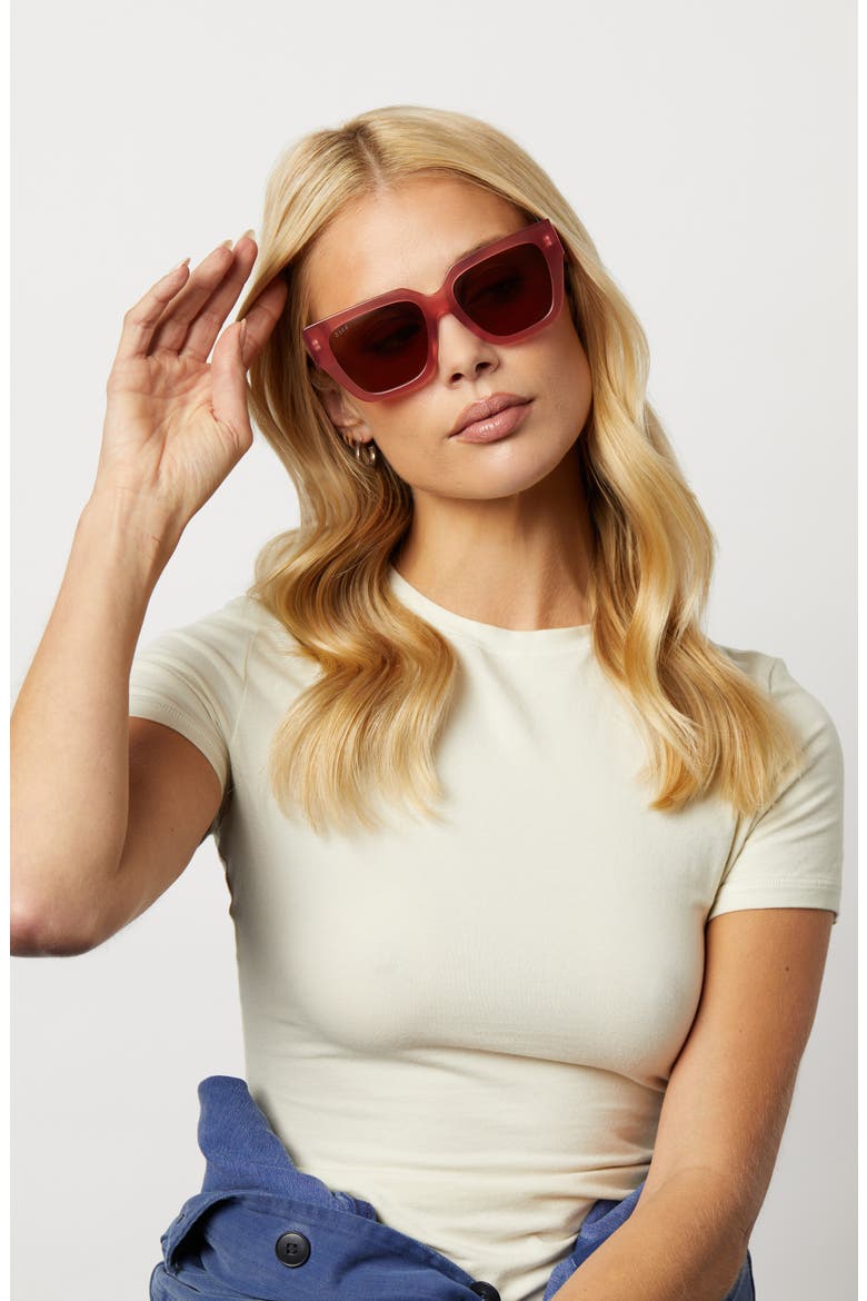 Remi II 53mm Polarized Square Sunglasses, Alternate, color, GUAVA / BROWN GRADIENT