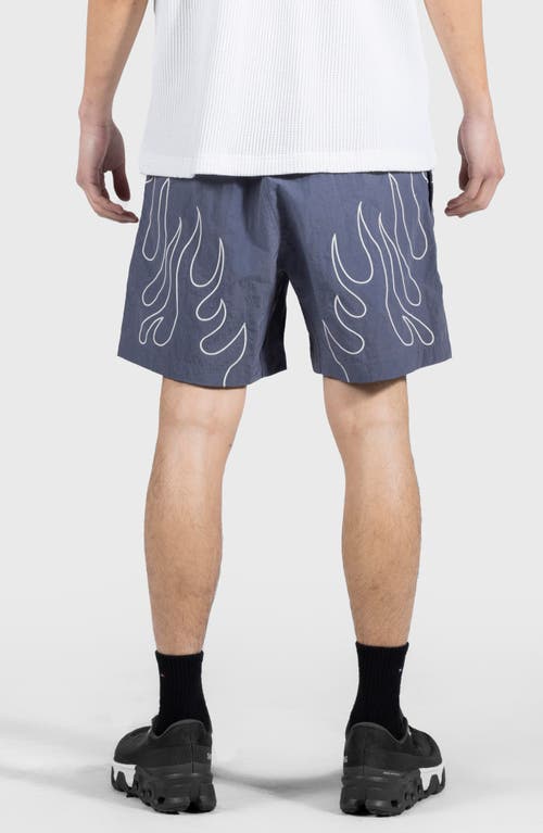 Pleasures Fiery Nylon Running Shorts In Grey
