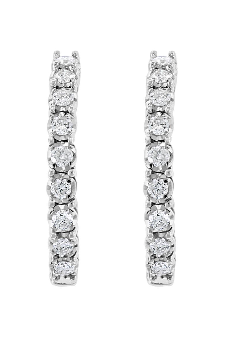 Sterling Silver Lab Grown Diamond Hoop Earrings, Alternate, color, SILVER