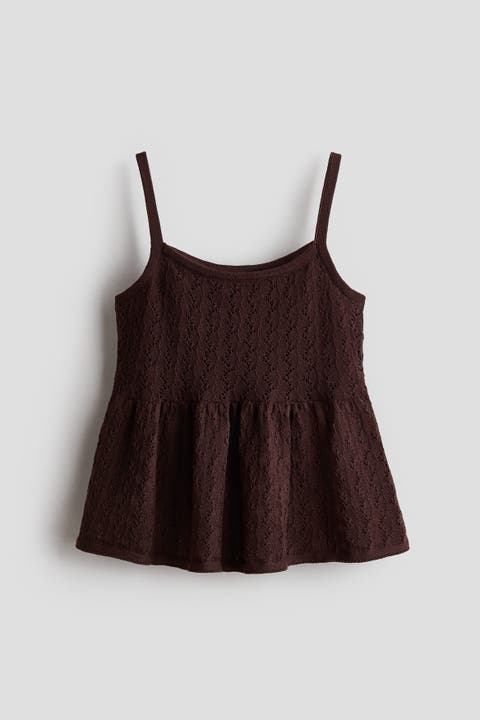 Pointelle-knit Strappy Top