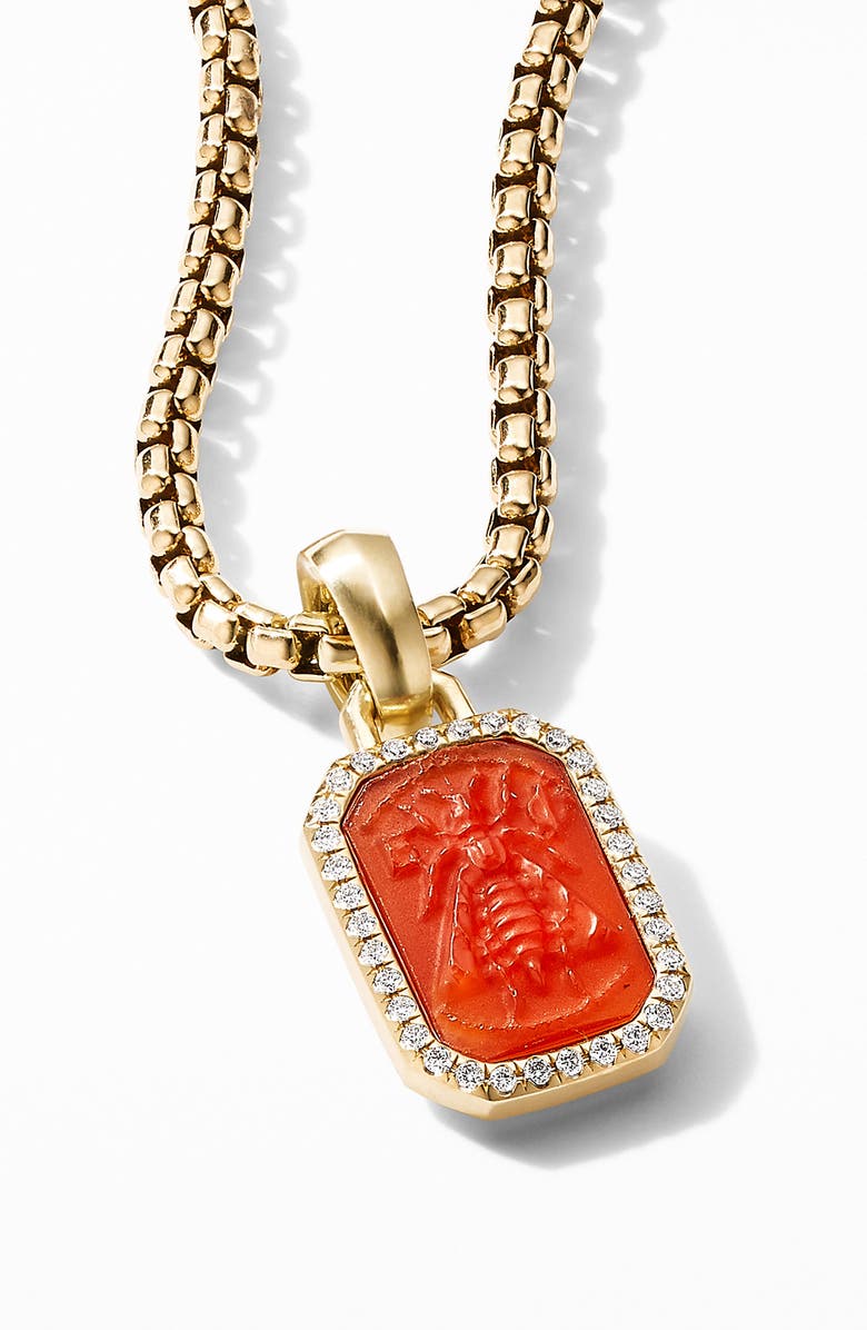 David Yurman Petrvs<sup>®</sup> Bee Amulet in 18K Yellow Gold with Carnelian & Diamonds, 15.4mm, Alternate, color, 