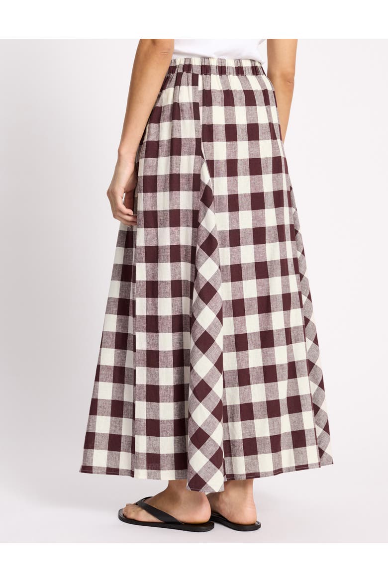 Gingham Maxi Skirt, Alternate, color, Burgundy