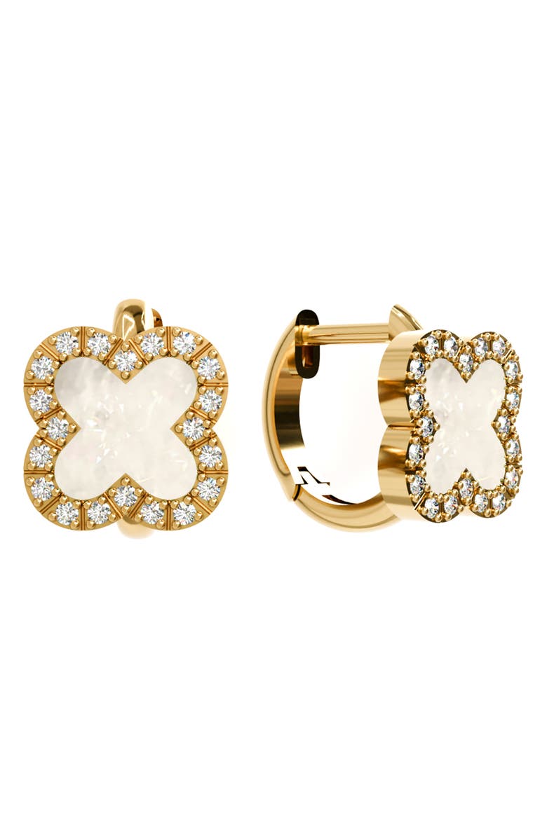 GABI RIELLE CZ Halo Mother of Pearl X Stud Earrings, Main, color, 