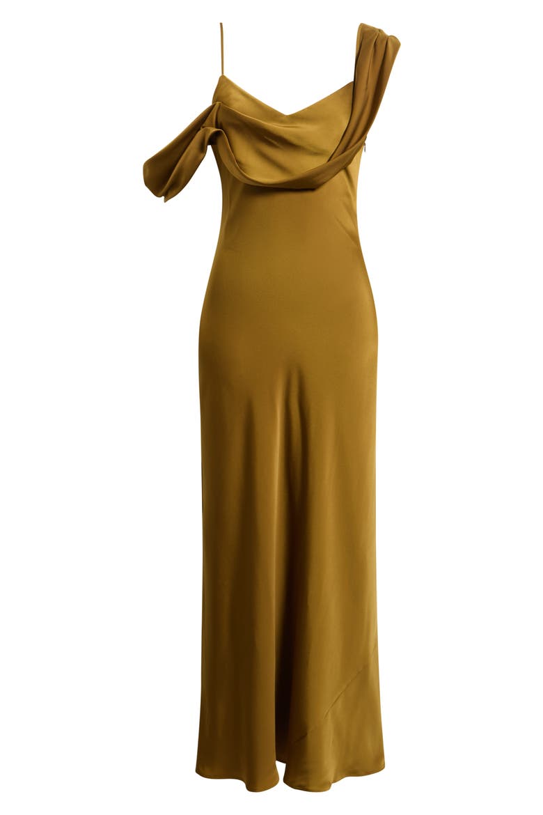 Ondine Asymmetric Drape Gown, Alternate, color, GOLD