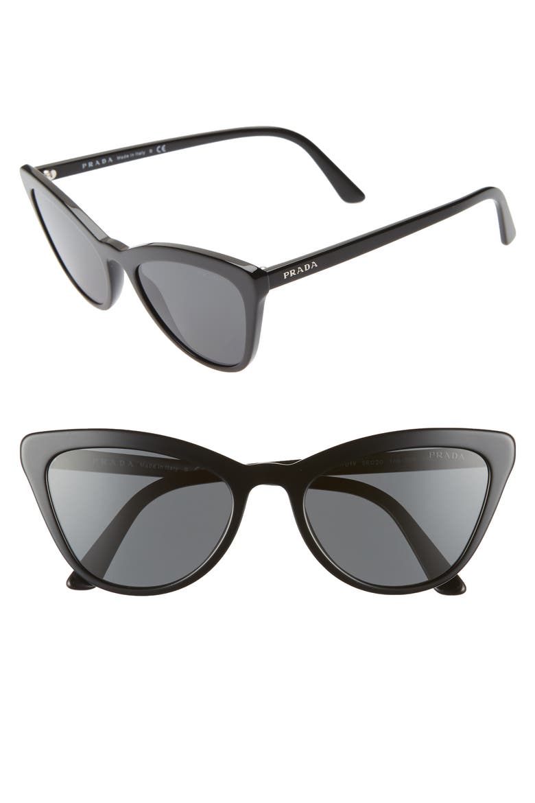 56mm Cat Eye Sunglasses, Alternate, color, BLACK SOLID