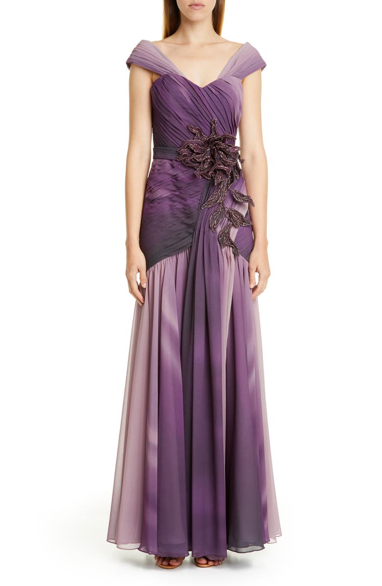 PatBO Patricia Bonaldi Ombré Embellished Chiffon Gown, Main, color, 